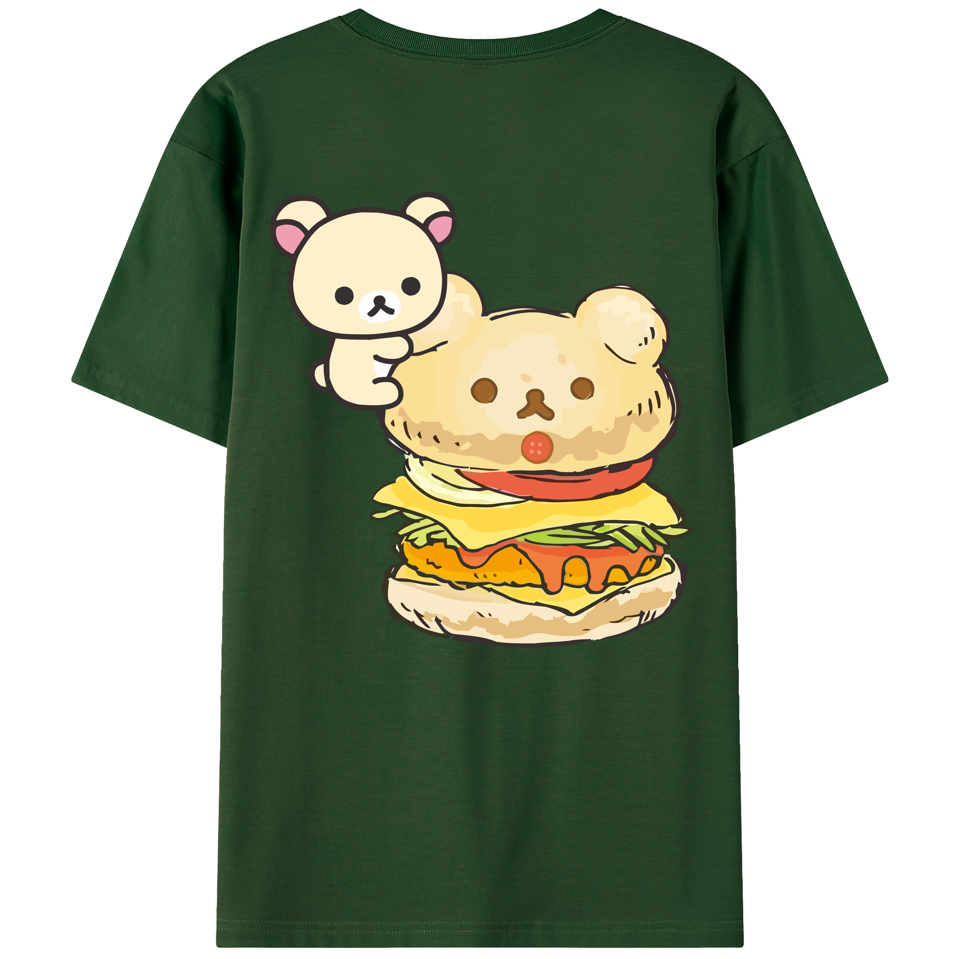 （画像用） リラックマ リラックマ キイロイトリ Rilakkuma Korilakkuma Kiiroitori 綿100％半袖Tシャツ（背面プリント）
